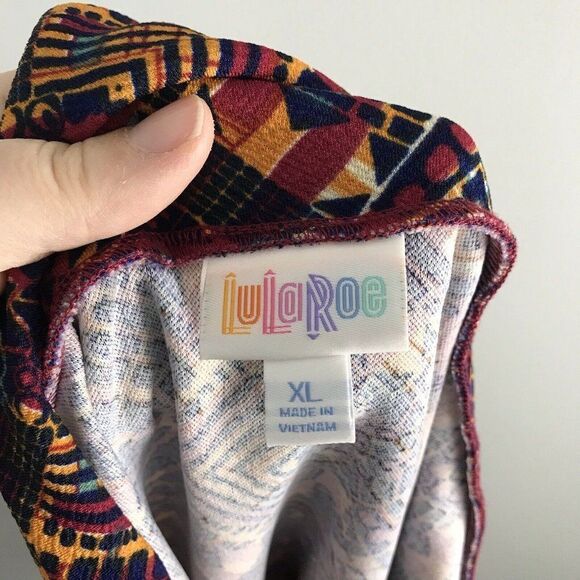 Lularoe Size XL Aztec Tribal Geometric Cassie Skirt Blue Orange Southwestern - Picture 9 of 10